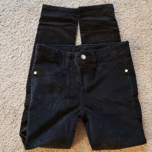 Girls Black Velvet Skinny Pants